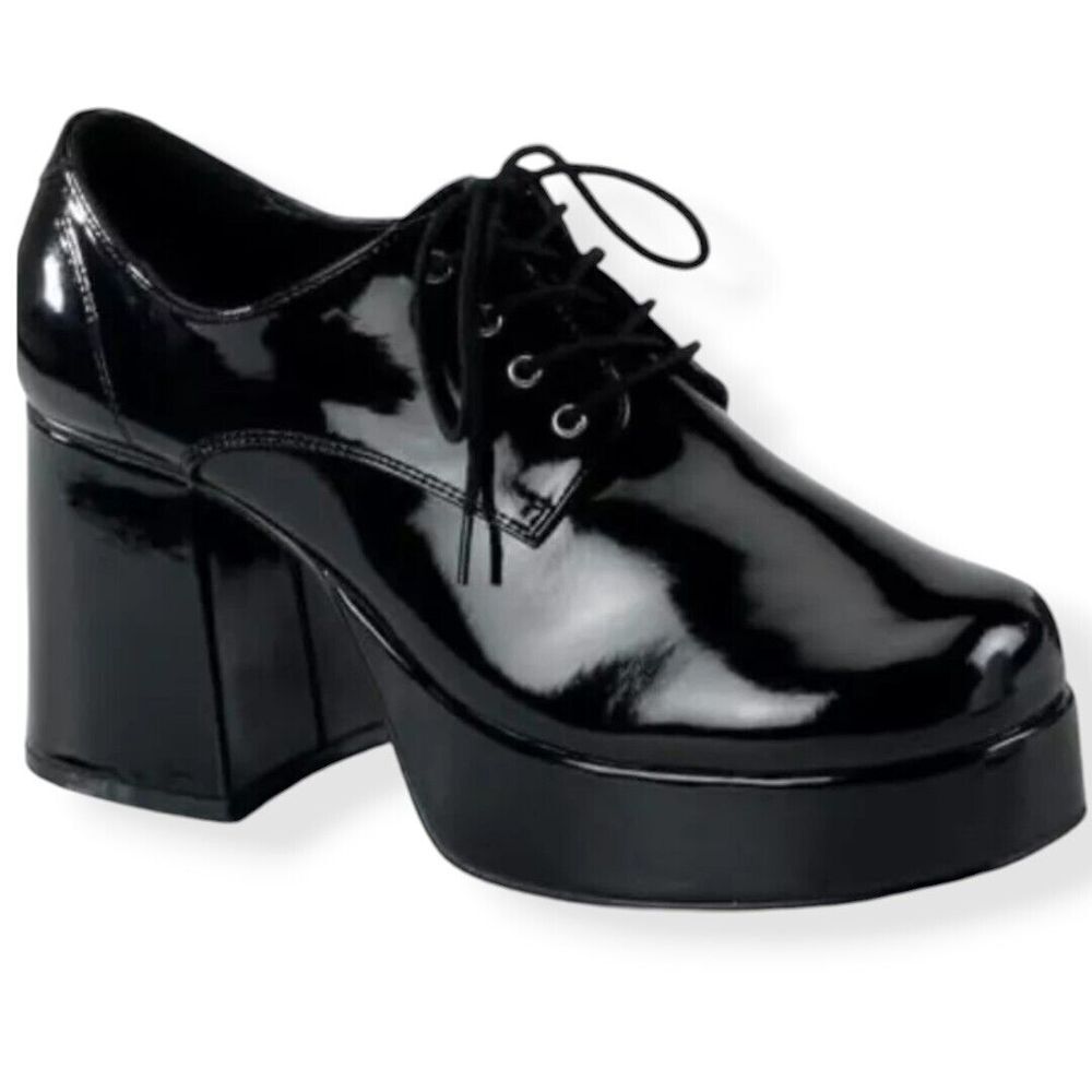 FUNTASMA Black Patent Leather Platform Lace Up Oxford Shoes Mens Sz L 12-13